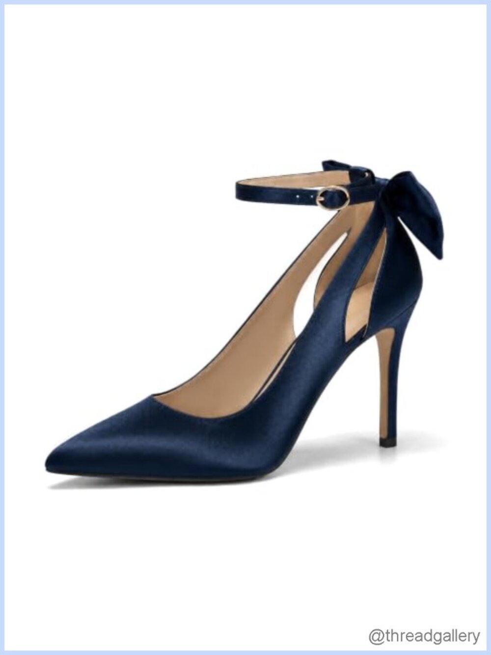 Pointed Toe Bow Tie Ankle Strap Stiletto Pump Satin Wedding Heels